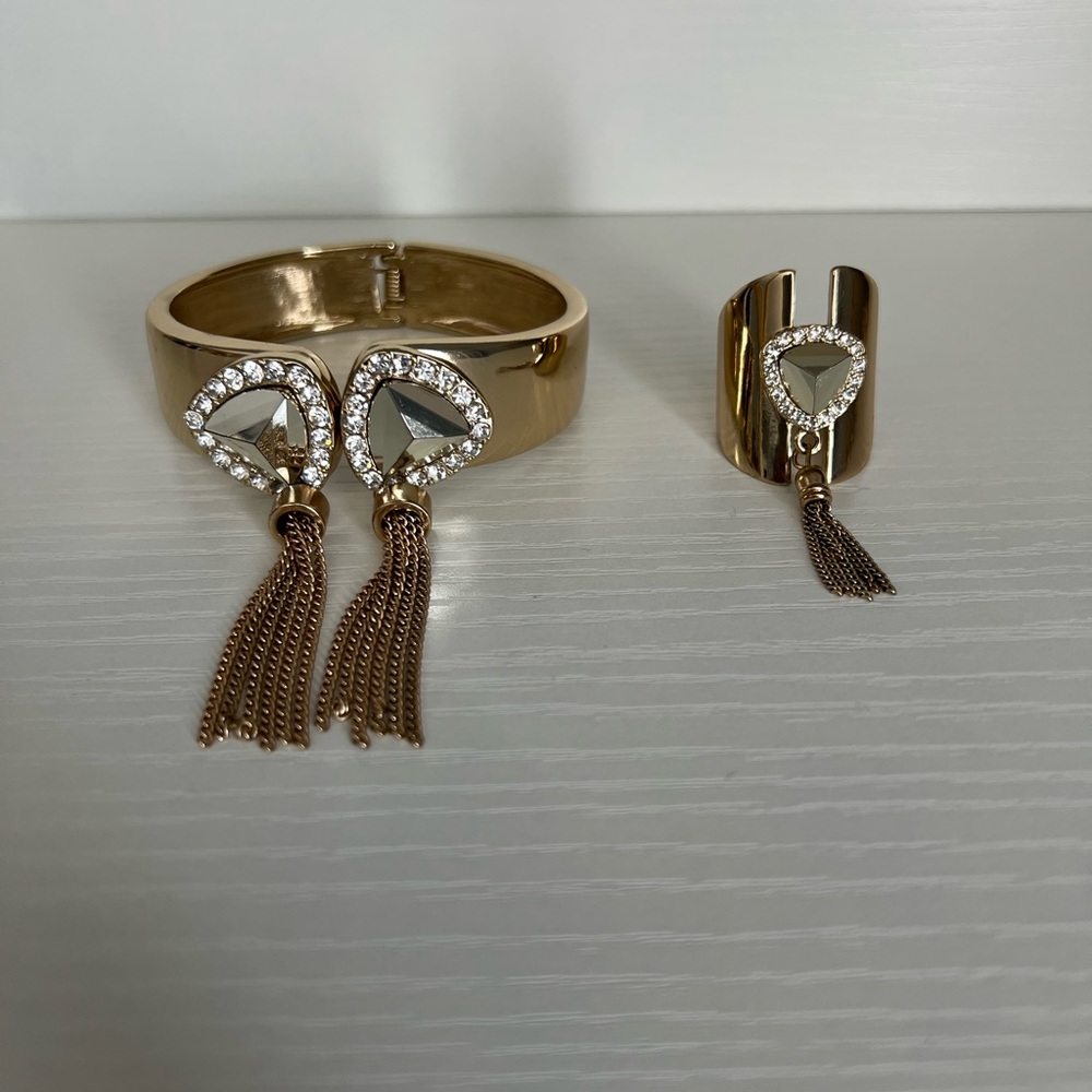 Elegant Gold and Silver Tassel Jewelry Set